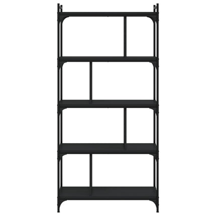 bogreol med 5 hylder 76x32x158 cm konstrueret træ sort