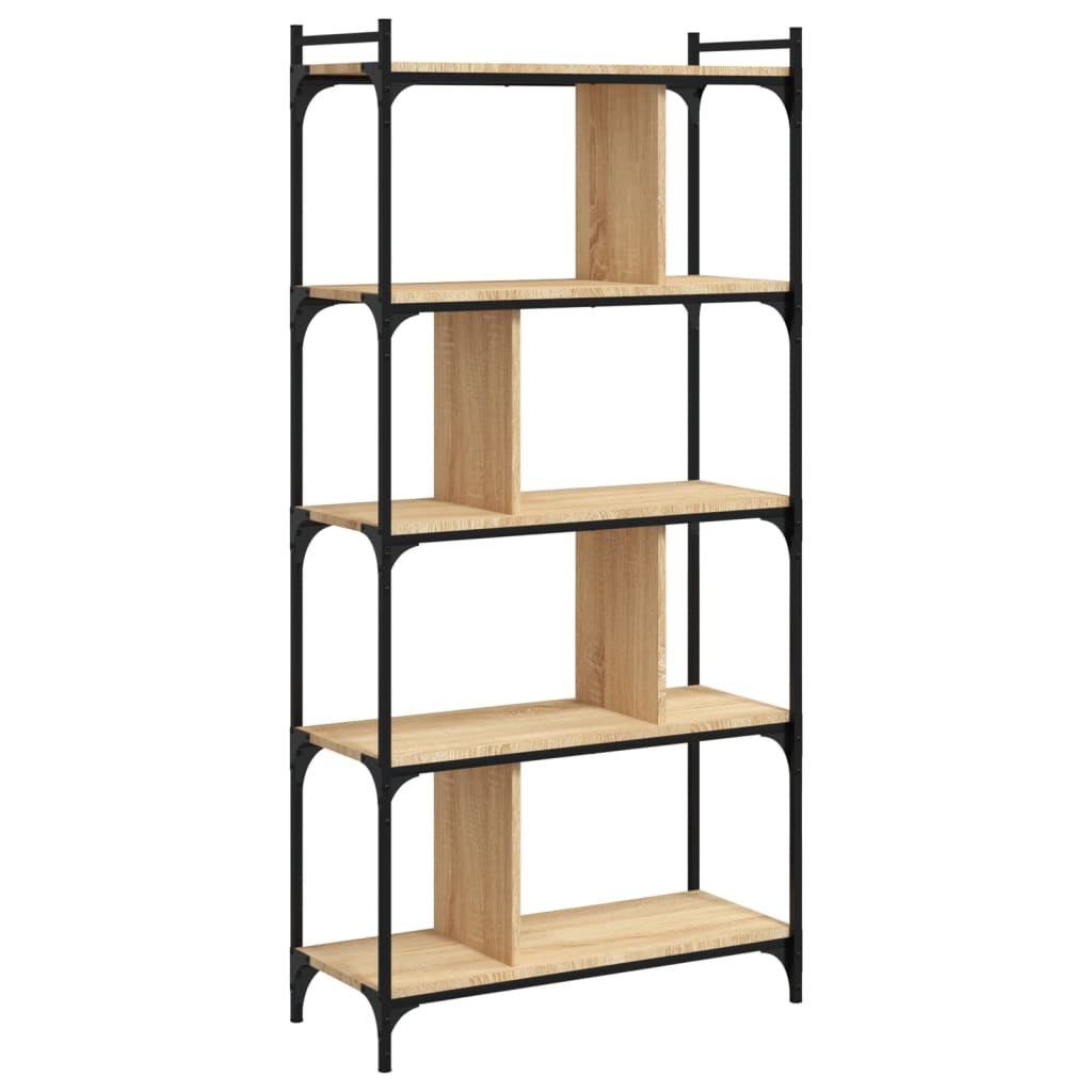 bogreol 76x32x158 cm 5 hylder konstrueret træ sonoma-eg billede