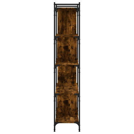 bogreol 76x32x158 cm 5 hylder konstrueret træ røget eg