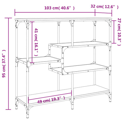 konsolbord 103x32x95 cm konstrueret træ røget egetræsfarve