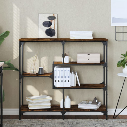 konsolbord 103x32x95 cm konstrueret træ røget egetræsfarve