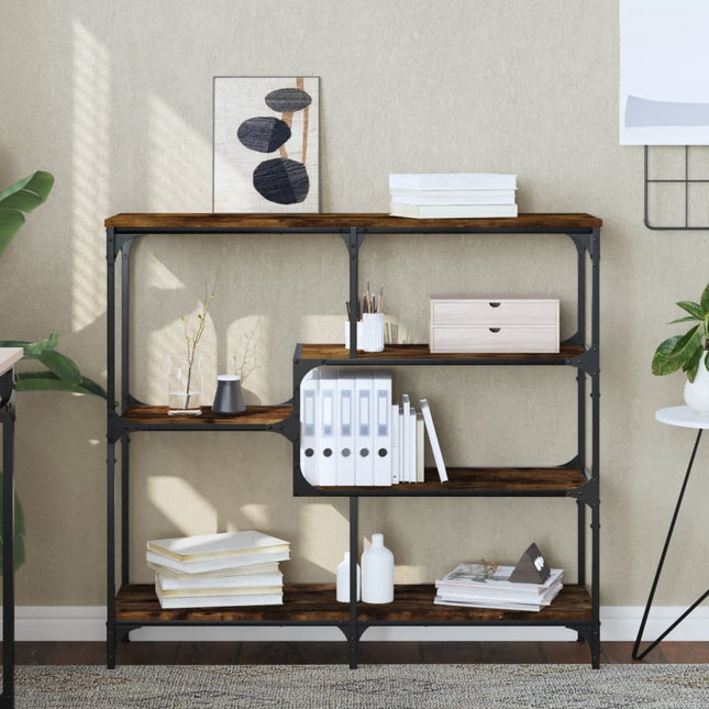 konsolbord 103x32x95 cm konstrueret træ røget egetræsfarve