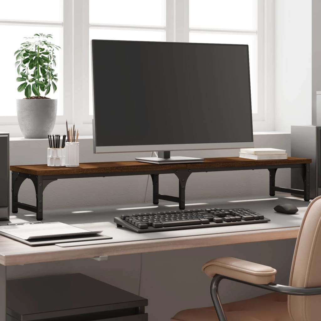 skærmstander 105x23x15,5 cm konstrueret træ brun egetræsfarve