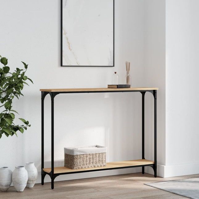 konsolbord 100x22,5x75 cm konstrueret træ sonoma-eg