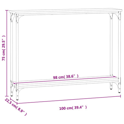 konsolbord 100x22,5x75 cm konstrueret træ røget egetræsfarve