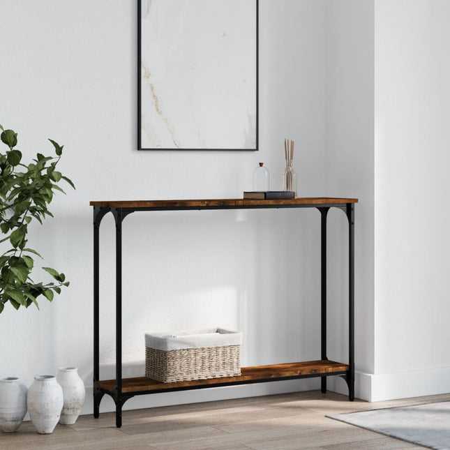 konsolbord 100x22,5x75 cm konstrueret træ røget egetræsfarve