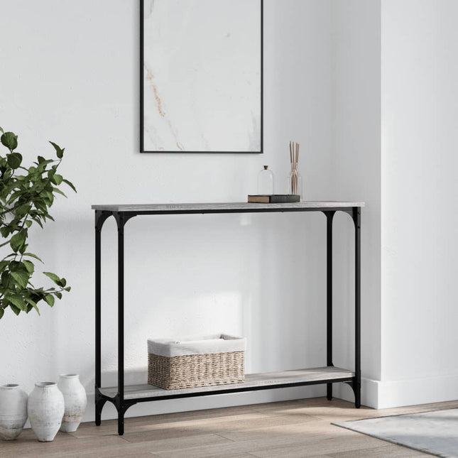 konsolbord 100x22,5x75 cm konstrueret træ grå sonoma-eg