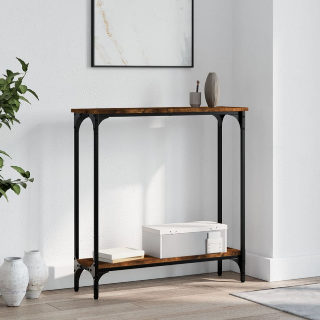 konsolbord 75x22,5x75 cm konstrueret træ røget egetræsfarve