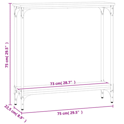 konsolbord 75x22,5x75 cm konstrueret træ grå sonoma-eg