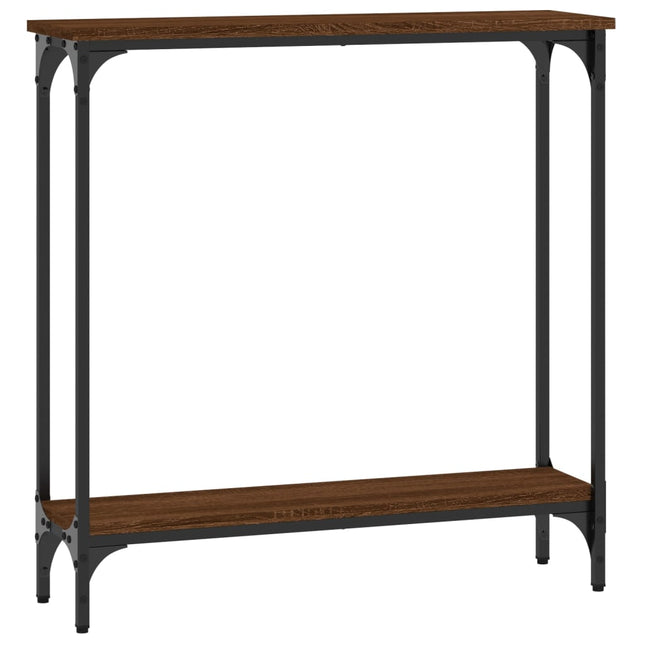konsolbord 75x22,5x75 cm konstrueret træ brunt egetræ