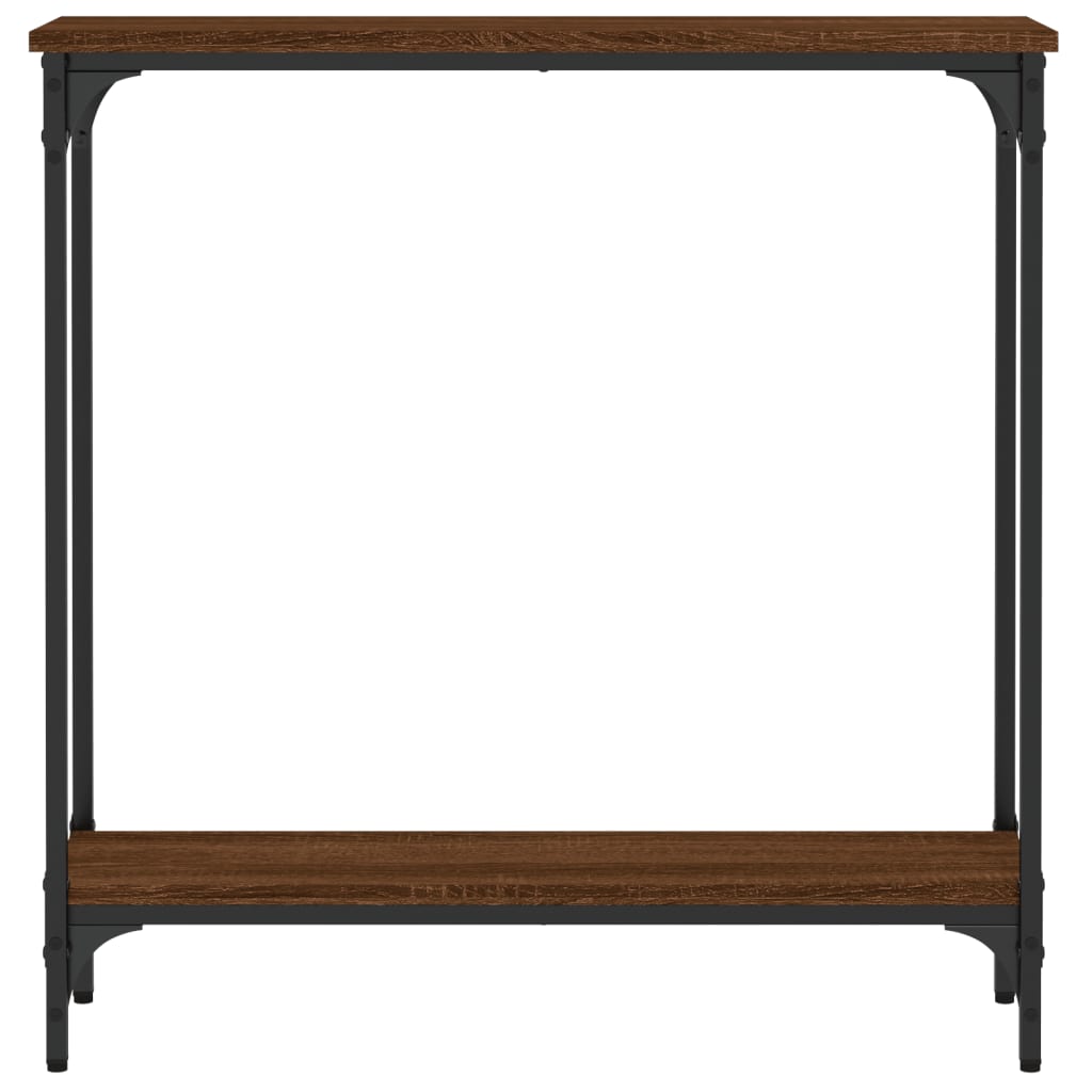 konsolbord 75x22,5x75 cm konstrueret træ brunt egetræ