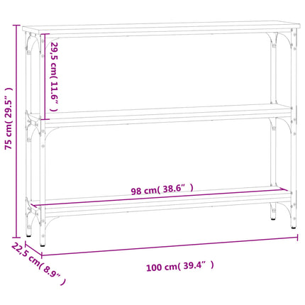 konsolbord 100x22,5x75 cm konstrueret træ sort