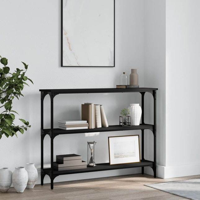 konsolbord 100x22,5x75 cm konstrueret træ sort