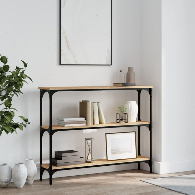 konsolbord 100x22,5x75 cm konstrueret træ sonoma-eg