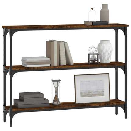 konsolbord 100x22,5x75 cm konstrueret træ røget egetræsfarve