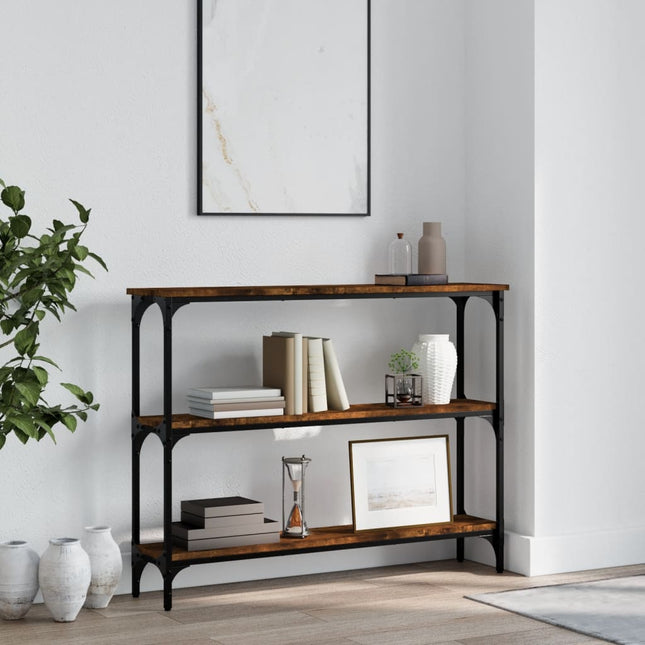 konsolbord 100x22,5x75 cm konstrueret træ røget egetræsfarve