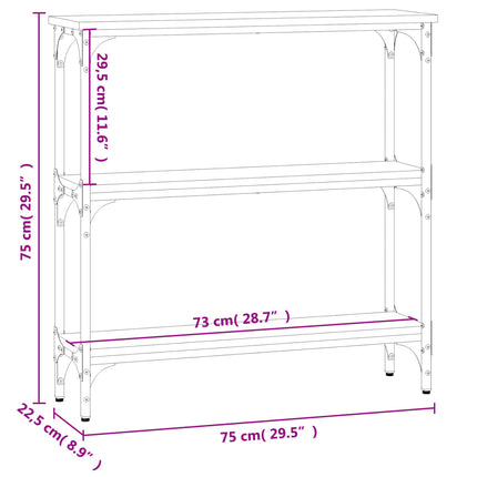 konsolbord 75x22,5x75 cm konstrueret træ sort
