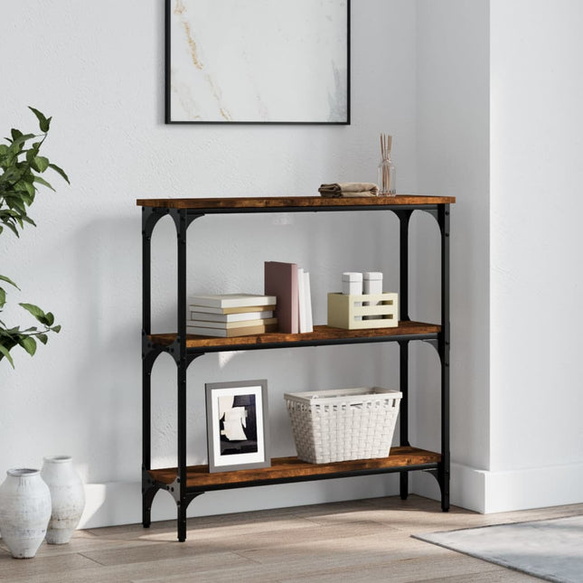 konsolbord 75x22,5x75 cm konstrueret træ røget egetræsfarve
