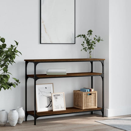 konsolbord 100x29x75 cm konstrueret træ brun egetræ