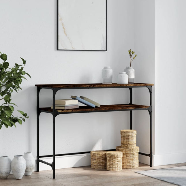 konsolbord 100x35,5x75 cm konstrueret træ røget egetræsfarve