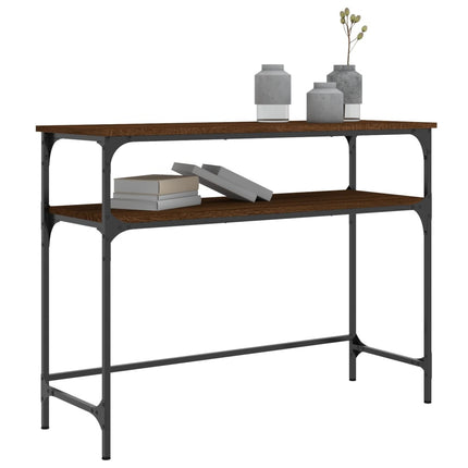 konsolbord 100x35,5x75 cm konstrueret træ brunt egetræ