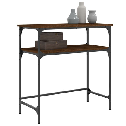 konsolbord 75x35,5x75 cm konstrueret træ brun egetræsfarve