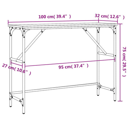 konsolbord 100x32x75 cm konstrueret træ sonoma-eg