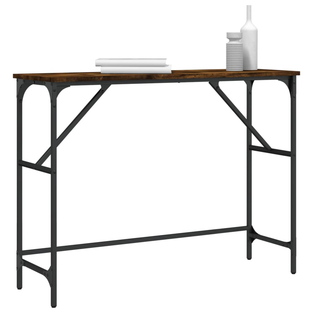 konsolbord 100x32x75 cm konstrueret træ røget egetræsfarve