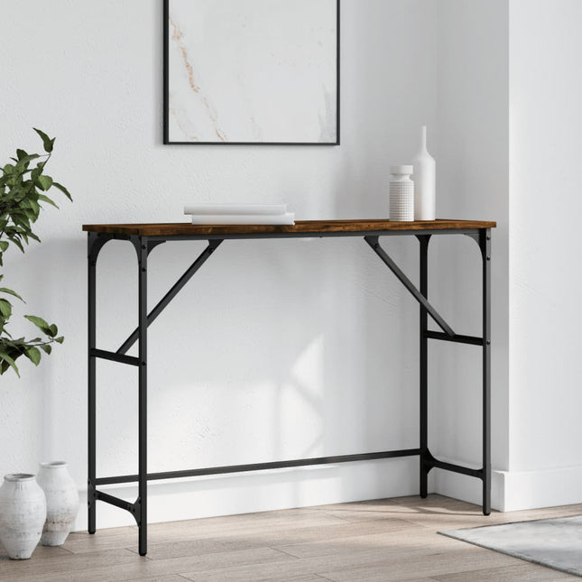 konsolbord 100x32x75 cm konstrueret træ røget egetræsfarve