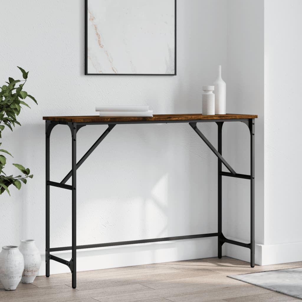 konsolbord 100x32x75 cm konstrueret træ røget egetræsfarve