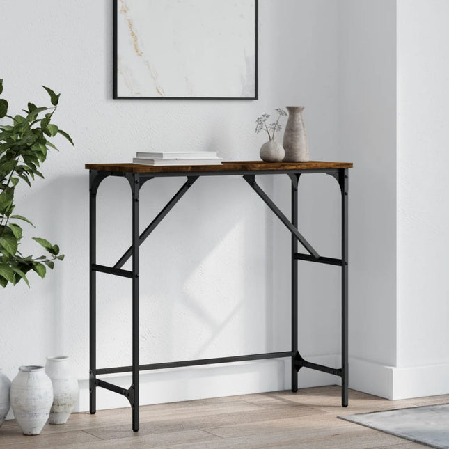 konsolbord 75x32x75 cm konstrueret træ røget egetræsfarve
