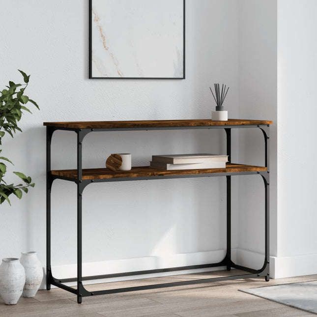 konsolbord 100x35,5x75 cm konstrueret træ røget egetræsfarve