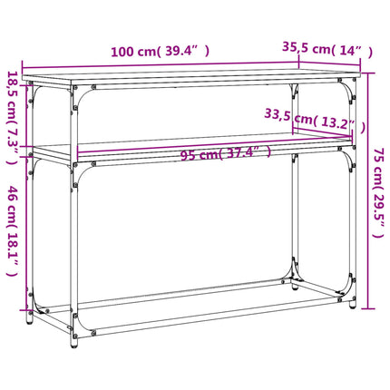 konsolbord 100x35,5x75 cm konstrueret træ grå sonoma-eg