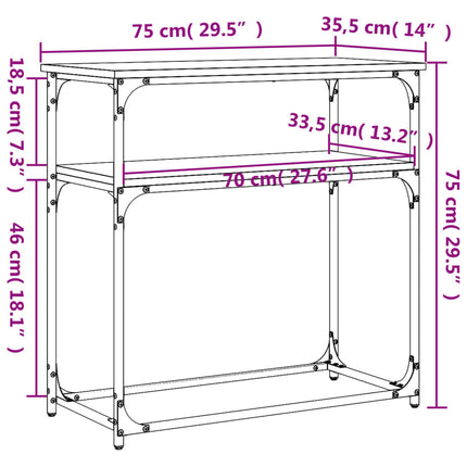 konsolbord 75x35,5x75 cm konstrueret træ sonoma-eg