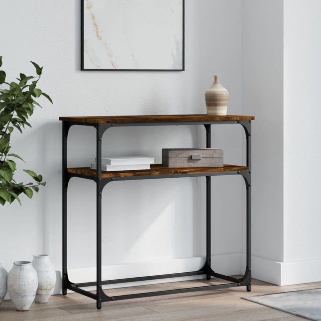 konsolbord 75x35,5x75 cm konstrueret træ røget egetræsfarve