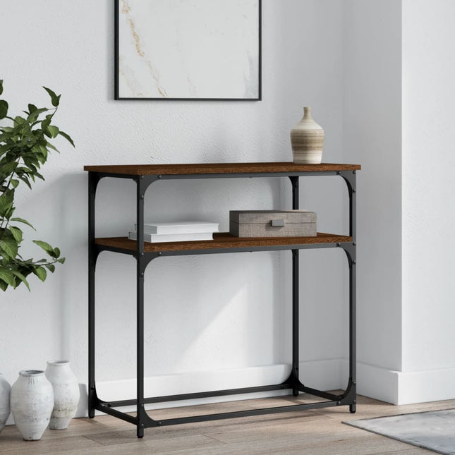konsolbord 75x35,5x75 cm konstrueret træ brun egetræsfarve