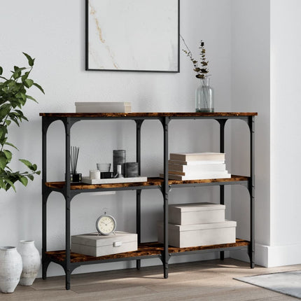 konsolbord 100x29x75 cm konstrueret træ røget egetræsfarve
