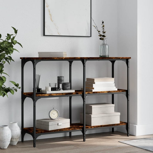 konsolbord 100x29x75 cm konstrueret træ røget egetræsfarve