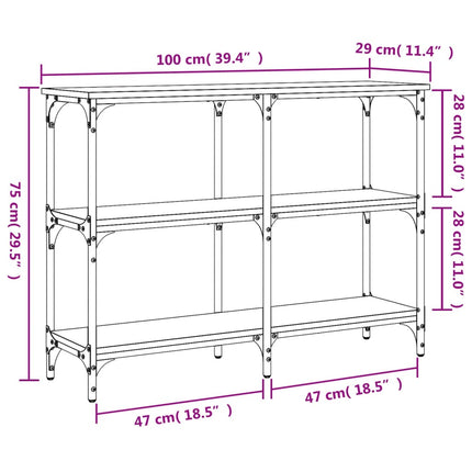 konsolbord 100x29x75 cm konstrueret træ grå sonoma-eg