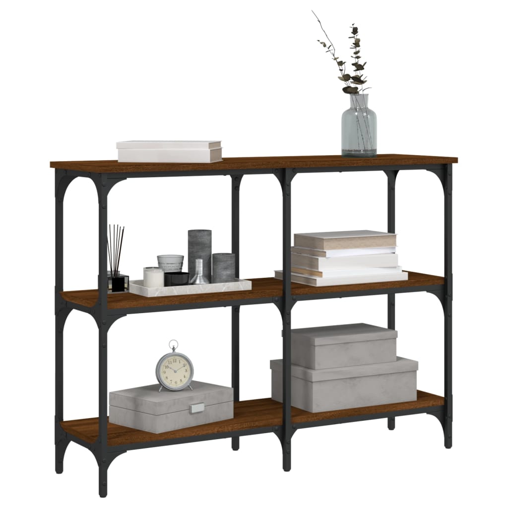 konsolbord 100x29x75 cm konstrueret træ brun egetræ