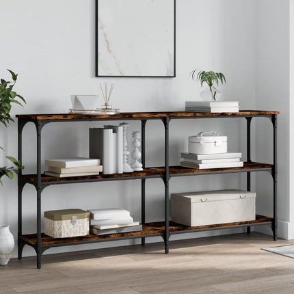 konsolbord 150x29x75 cm konstrueret træ røget egetræsfarve