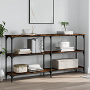 konsolbord 150x29x75 cm konstrueret træ røget egetræsfarve