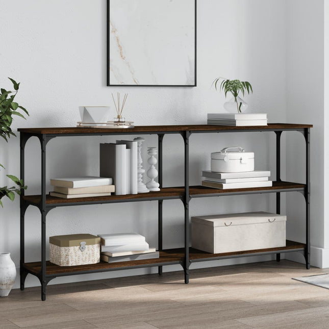 konsolbord 150x29x75 cm konstrueret træ brun egetræ