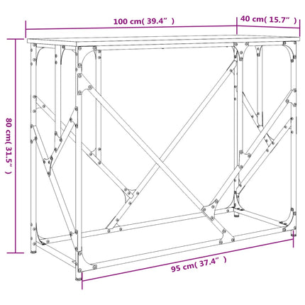 konsolbord 100x40x80 cm konstrueret træ sort