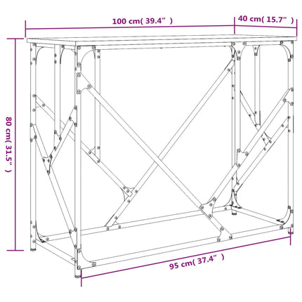 konsolbord 100x40x80 cm konstrueret træ sonoma-eg