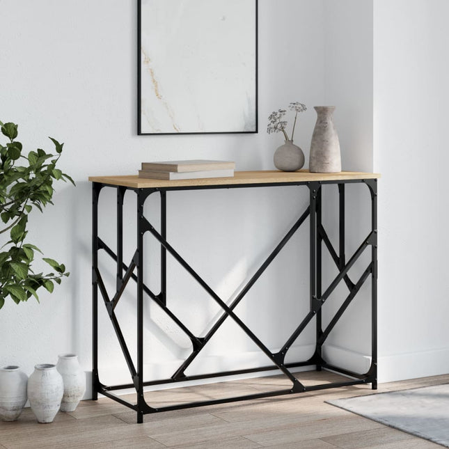 konsolbord 100x40x80 cm konstrueret træ sonoma-eg