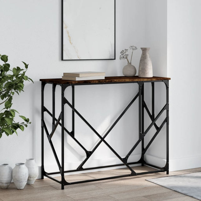 konsolbord 100x40x80 cm konstrueret træ røget egetræsfarve