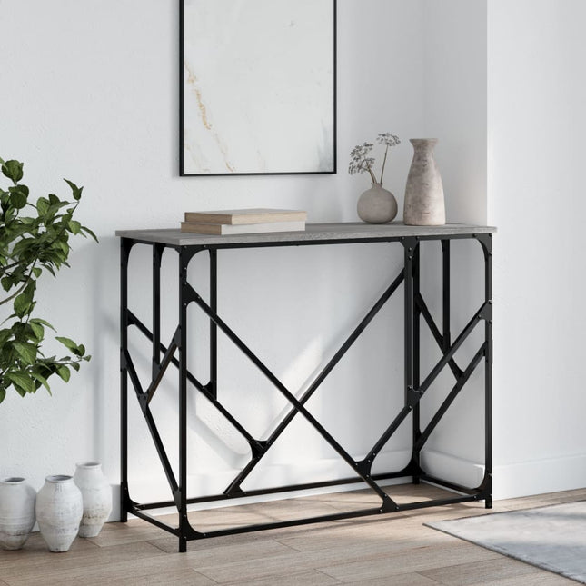konsolbord 100x40x80 cm konstrueret træ grå sonoma-eg