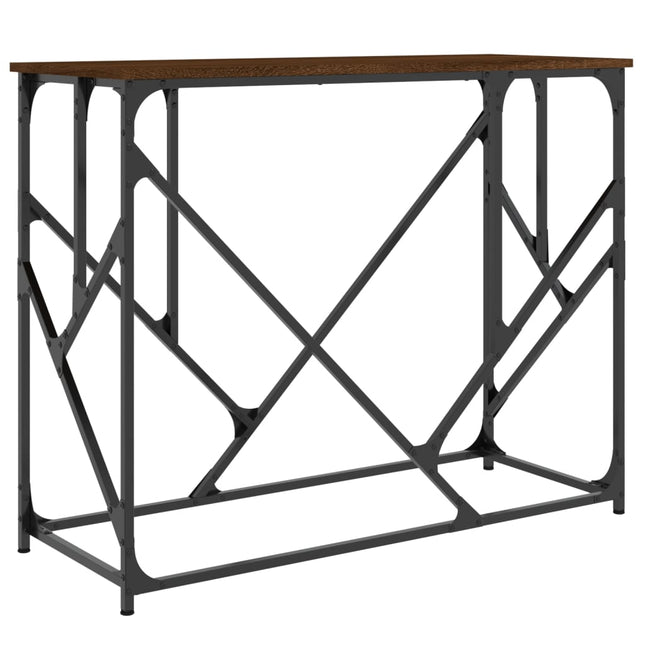 konsolbord 100x40x80 cm konstrueret træ brun egetræsfarve