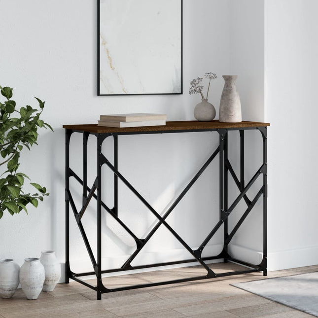 konsolbord 100x40x80 cm konstrueret træ brun egetræsfarve